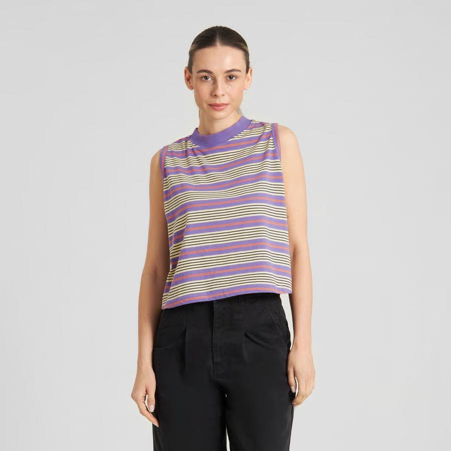 Dedicated Namsos Retro Stripe Haze Purple gestreiftes Top Damen lila